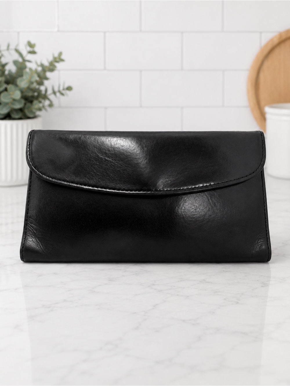 Coach Vintage Black Water Buffalo Trifold Wallet